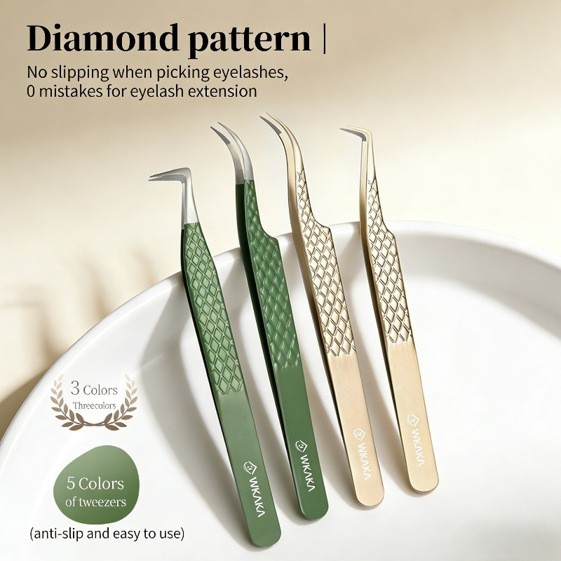 Planted Clip Tweezers - Fiber Texture Eyelash Extension Tweezers, High-Density