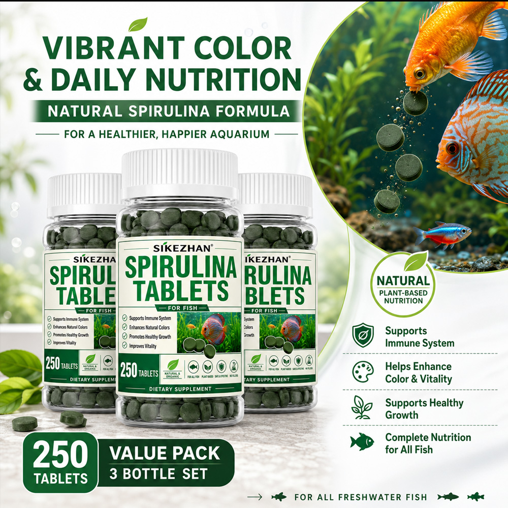 Aquarium Plant Vitamins - 3 Bottles Spirulina Tablets Aquarium Fish