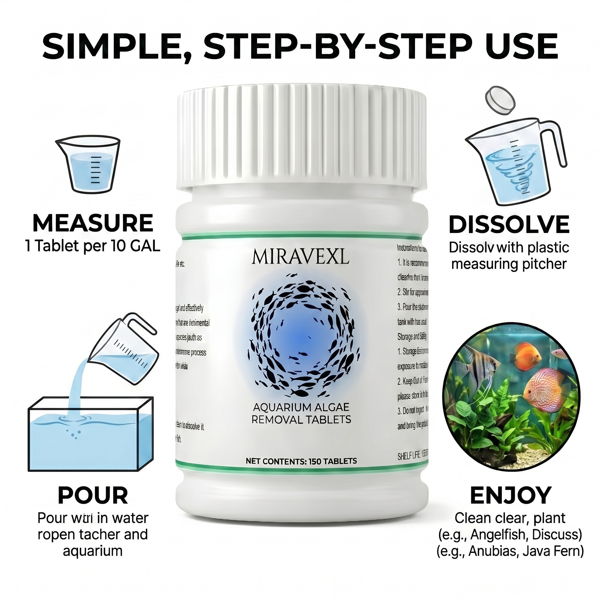 150 Ct Aquarium Algae Removal  - Aquarium Plant Vitamins recension och pris